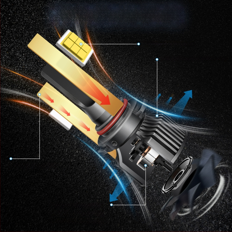 LED automobilio žibintas A8, 12V, aliuminio lydinys, CSP3570 čipas, 50W porai