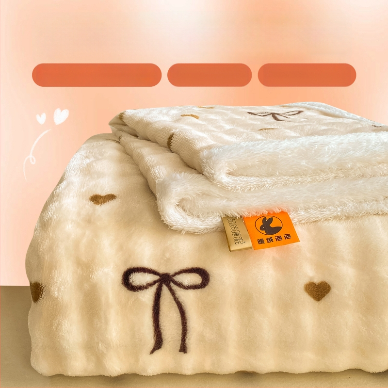 Zimski debeli mliječni velur prekrivač za krevet, srčani uzorak, 100% pamuk, 1.5-2.0 kg, nordijski stil