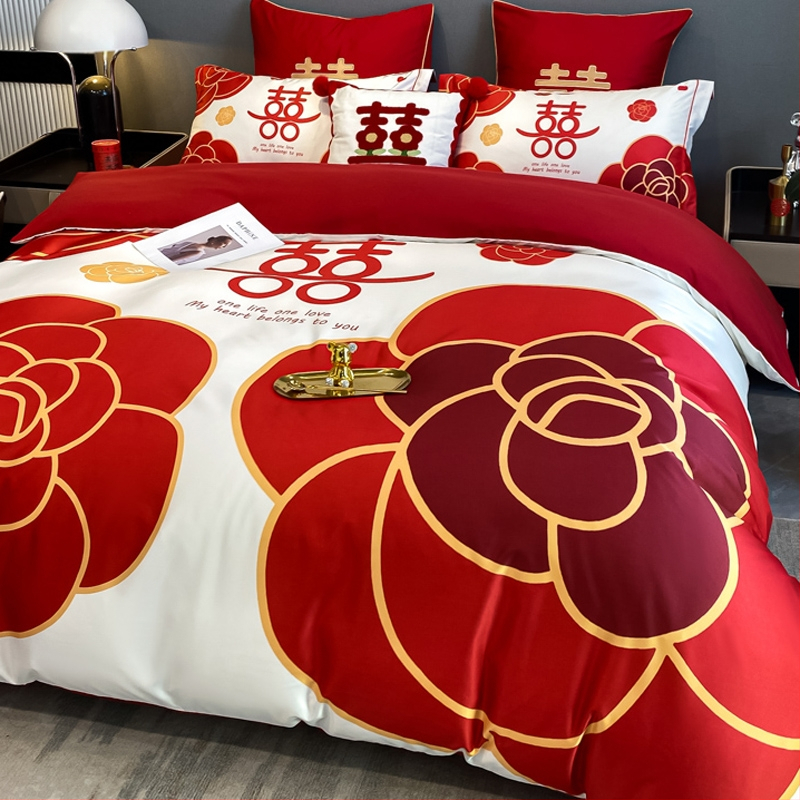 Esküvői ágyneműkészlet, négy részes, poliészter twill, reaktív színezés