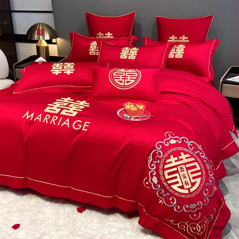 Esküvői ágyneműkészlet, négy részes, poliészter twill, reaktív színezés