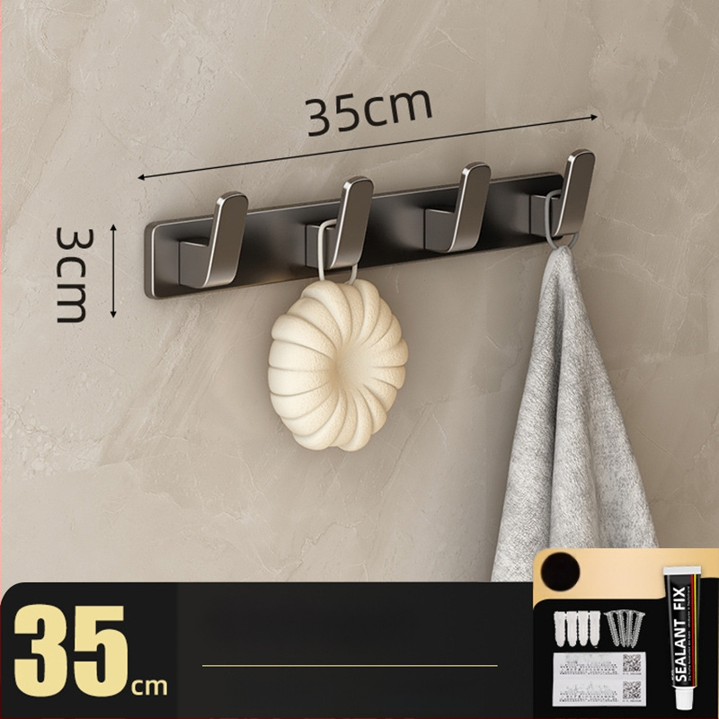 Be gręžimo sieninis drabužių kabykla, Space Aluminum, daugiaeilių su 3-8 kabliukais, šiuolaikiškas ir paprastas dizainas, apkrova 10-15 kg