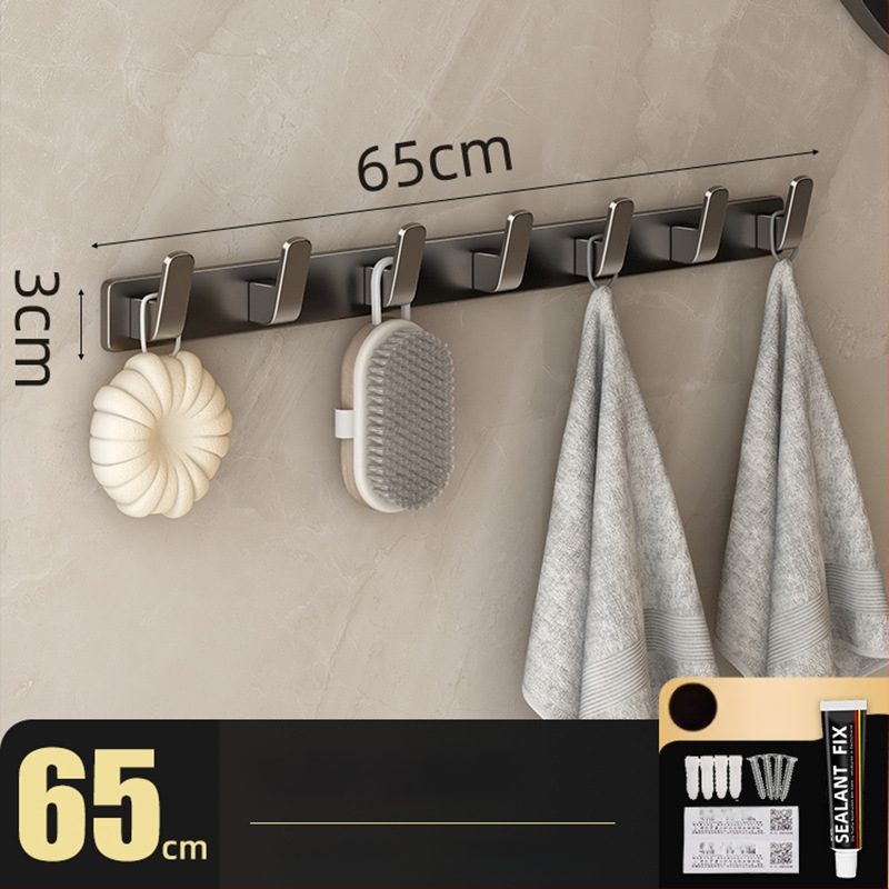 Be gręžimo sieninis drabužių kabykla, Space Aluminum, daugiaeilių su 3-8 kabliukais, šiuolaikiškas ir paprastas dizainas, apkrova 10-15 kg