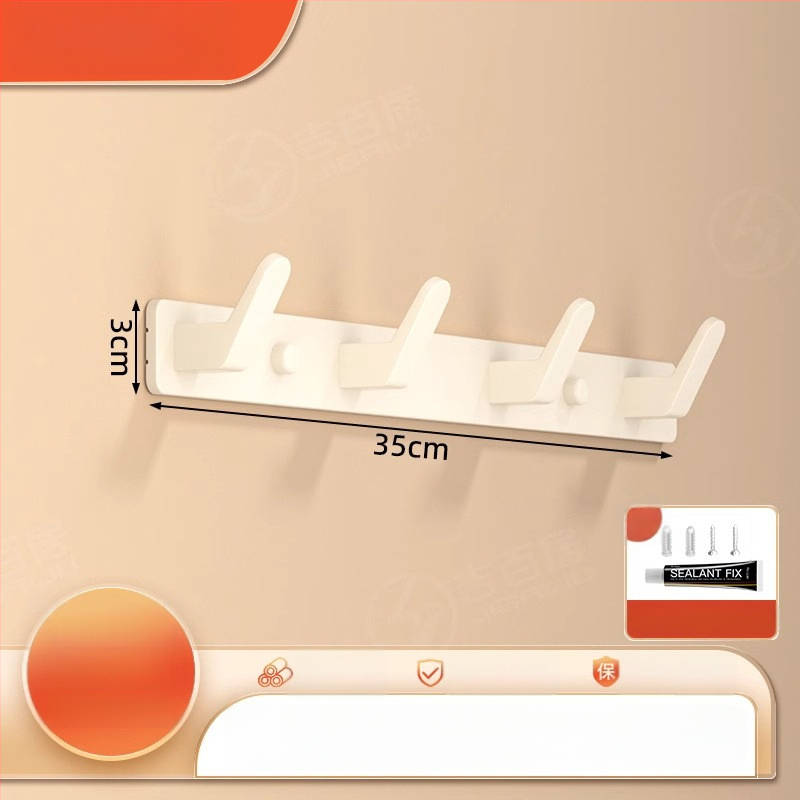 Be gręžimo sieninis drabužių kabykla, Space Aluminum, daugiaeilių su 3-8 kabliukais, šiuolaikiškas ir paprastas dizainas, apkrova 10-15 kg