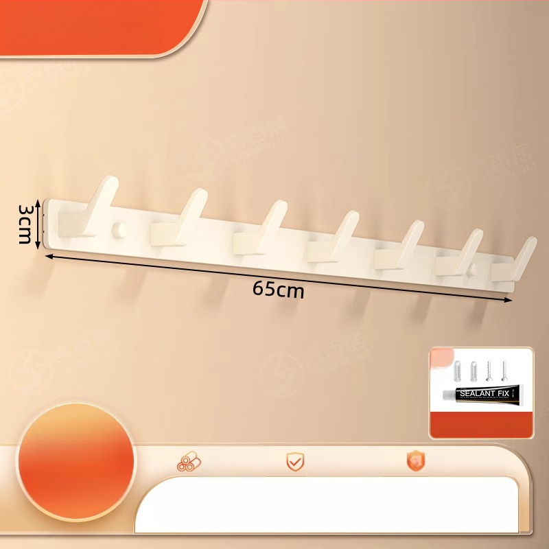 Be gręžimo sieninis drabužių kabykla, Space Aluminum, daugiaeilių su 3-8 kabliukais, šiuolaikiškas ir paprastas dizainas, apkrova 10-15 kg