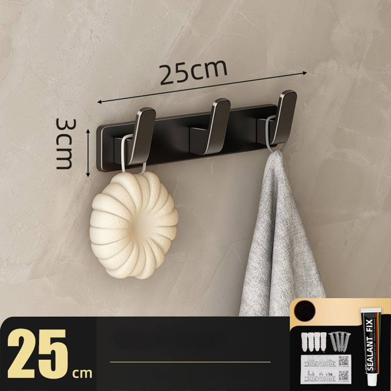 Be gręžimo sieninis drabužių kabykla, Space Aluminum, daugiaeilių su 3-8 kabliukais, šiuolaikiškas ir paprastas dizainas, apkrova 10-15 kg