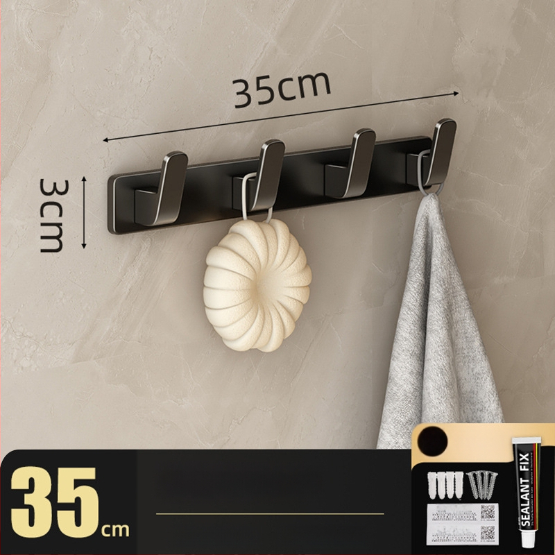 Be gręžimo sieninis drabužių kabykla, Space Aluminum, daugiaeilių su 3-8 kabliukais, šiuolaikiškas ir paprastas dizainas, apkrova 10-15 kg