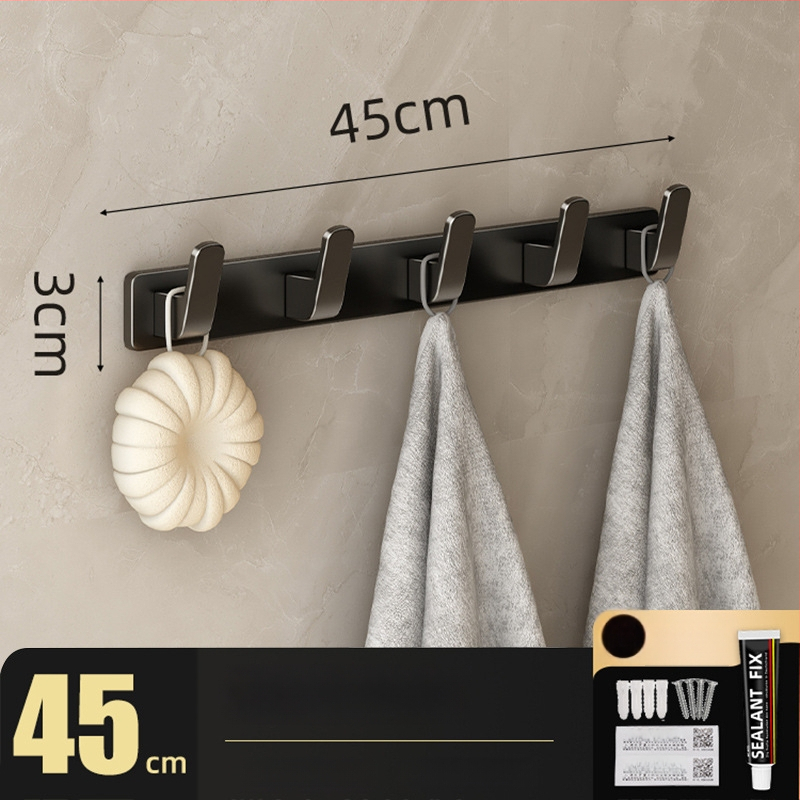 Be gręžimo sieninis drabužių kabykla, Space Aluminum, daugiaeilių su 3-8 kabliukais, šiuolaikiškas ir paprastas dizainas, apkrova 10-15 kg