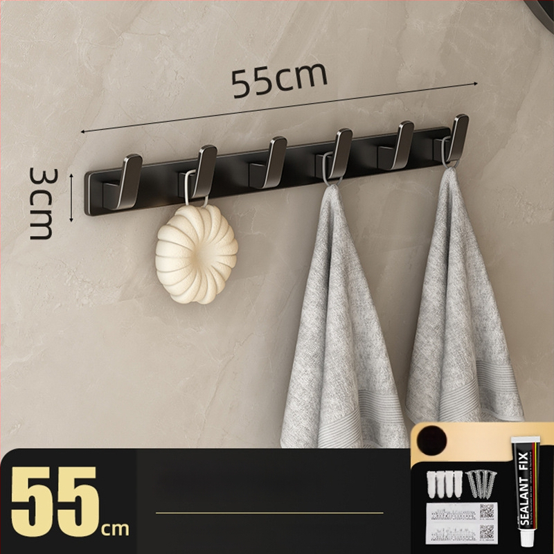 Be gręžimo sieninis drabužių kabykla, Space Aluminum, daugiaeilių su 3-8 kabliukais, šiuolaikiškas ir paprastas dizainas, apkrova 10-15 kg