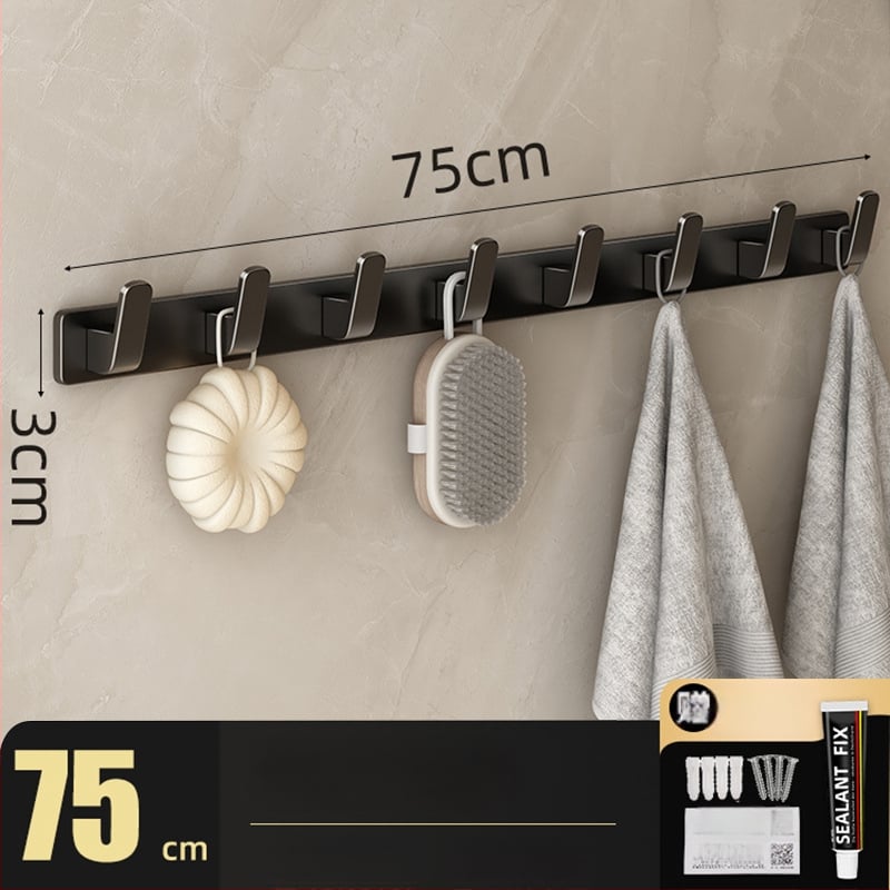 Be gręžimo sieninis drabužių kabykla, Space Aluminum, daugiaeilių su 3-8 kabliukais, šiuolaikiškas ir paprastas dizainas, apkrova 10-15 kg