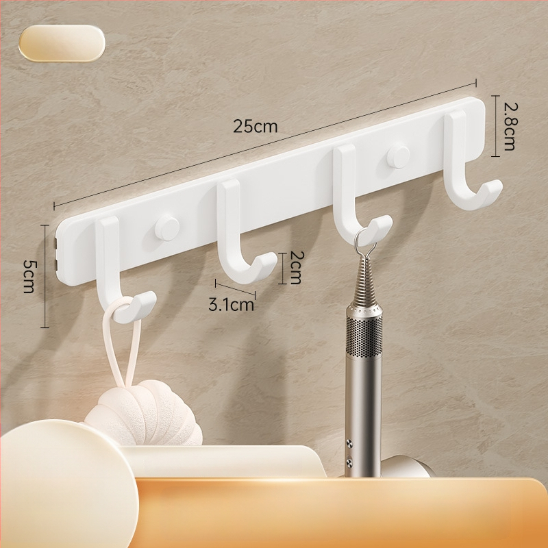 Sieninis lipnus kabykla iš kosminio aliuminio, kelių eilių kabliukų, be gręžimo, apkrova 5–10 kg, šiuolaikinis minimalistinis dizainas.