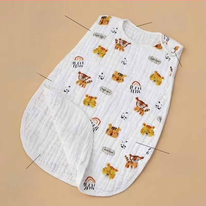 Baba géz alvózsák rövid ujj nélküli – 100% pamut, könnyű nyári kivitel, kick-proof kivitel, súly legfeljebb 0,5 kg, testreszabható