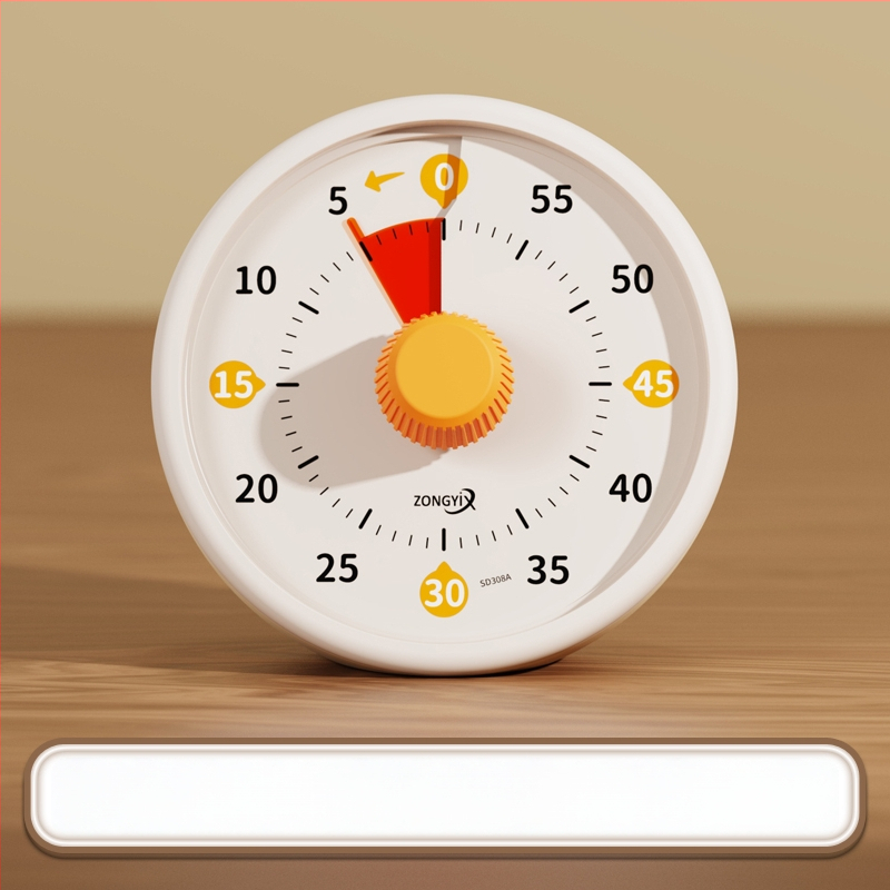 Csendes vizuális időzítő gyerekeknek — mechanikus működés, kerek műanyag ház, elemes működés, mutató kijelző