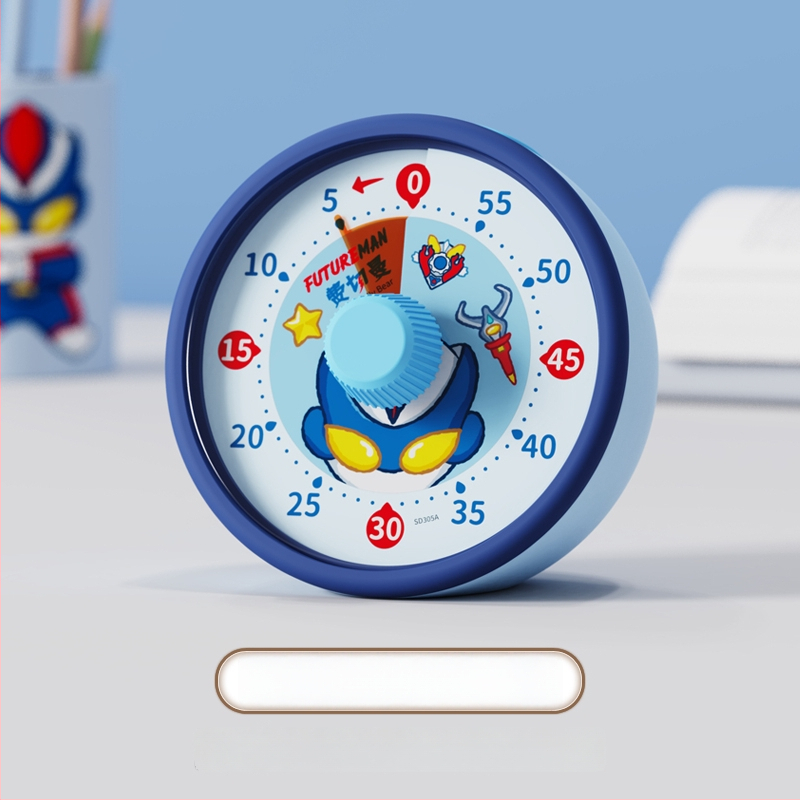 Csendes vizuális időzítő gyerekeknek — mechanikus működés, kerek műanyag ház, elemes működés, mutató kijelző
