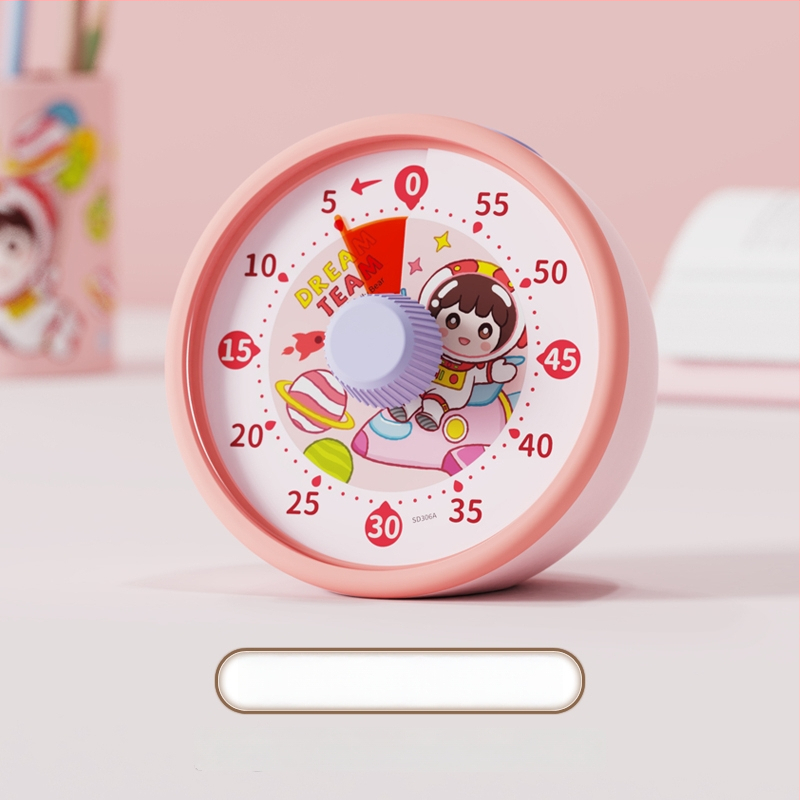 Csendes vizuális időzítő gyerekeknek — mechanikus működés, kerek műanyag ház, elemes működés, mutató kijelző