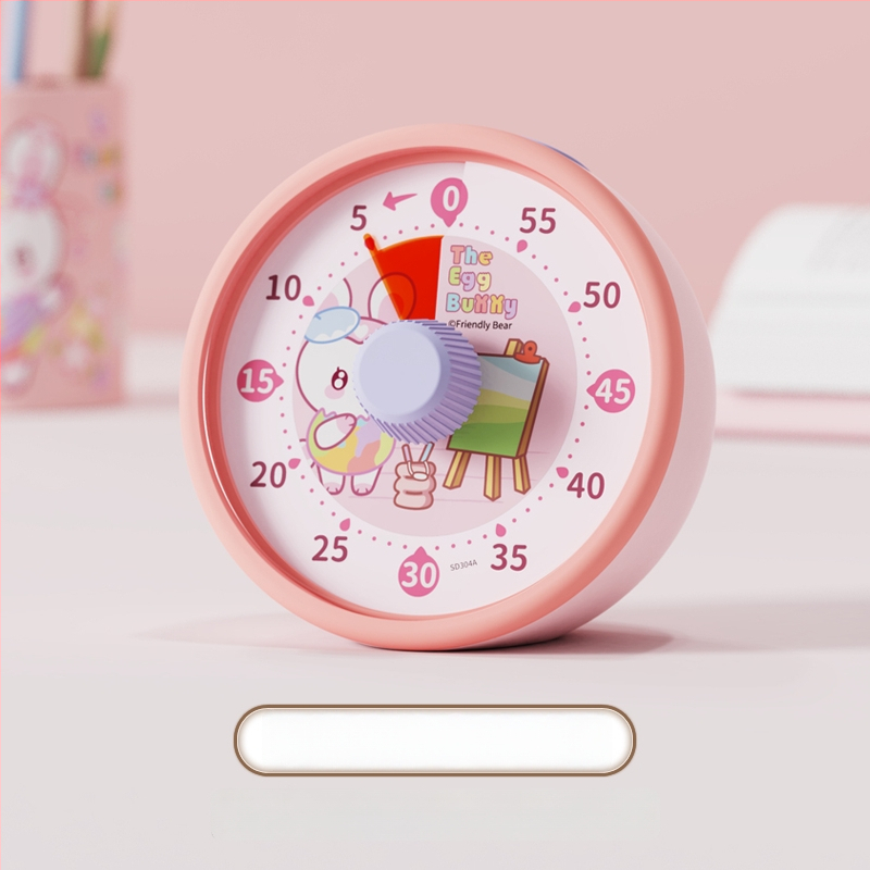 Csendes vizuális időzítő gyerekeknek — mechanikus működés, kerek műanyag ház, elemes működés, mutató kijelző