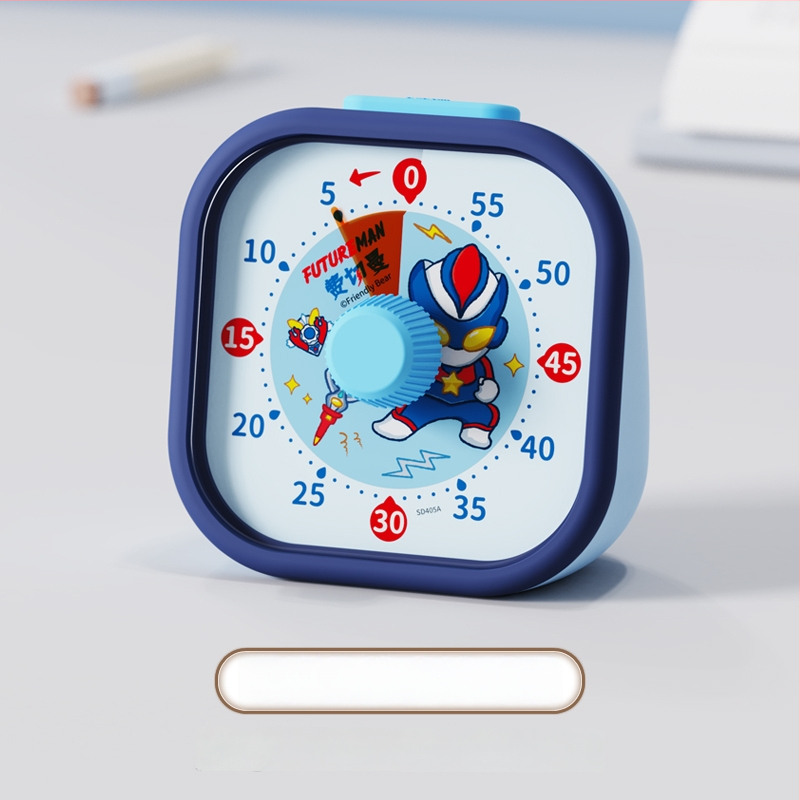 Csendes vizuális időzítő gyerekeknek — mechanikus működés, kerek műanyag ház, elemes működés, mutató kijelző