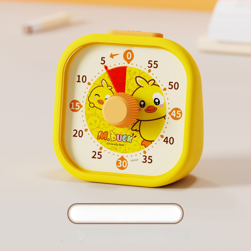 Csendes vizuális időzítő gyerekeknek — mechanikus működés, kerek műanyag ház, elemes működés, mutató kijelző