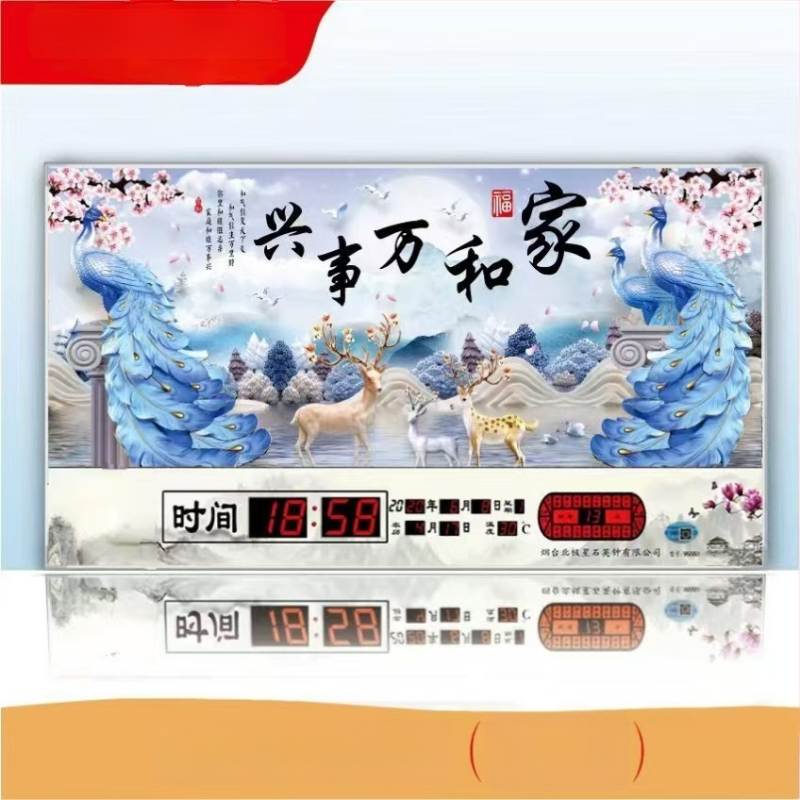 Ρολόι τοίχου με διαρκές ημερολόγιο και LED οθόνη – ηλεκτρονικό, εξωτερική τροφοδοσία, ορθογώνιο μεταλλικό περίβλημα με tempered glass