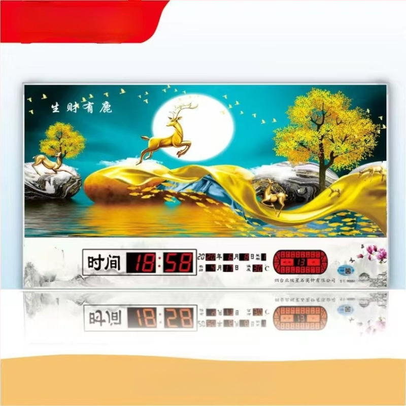 Ρολόι τοίχου με διαρκές ημερολόγιο και LED οθόνη – ηλεκτρονικό, εξωτερική τροφοδοσία, ορθογώνιο μεταλλικό περίβλημα με tempered glass