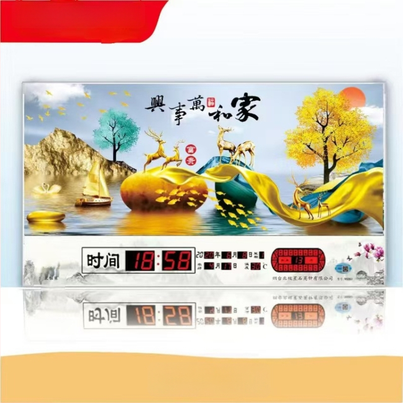 Ρολόι τοίχου με διαρκές ημερολόγιο και LED οθόνη – ηλεκτρονικό, εξωτερική τροφοδοσία, ορθογώνιο μεταλλικό περίβλημα με tempered glass