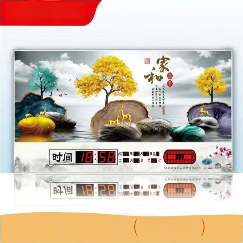 Ρολόι τοίχου με διαρκές ημερολόγιο και LED οθόνη – ηλεκτρονικό, εξωτερική τροφοδοσία, ορθογώνιο μεταλλικό περίβλημα με tempered glass