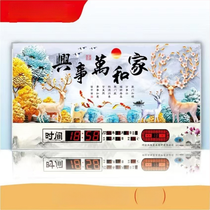 Ρολόι τοίχου με διαρκές ημερολόγιο και LED οθόνη – ηλεκτρονικό, εξωτερική τροφοδοσία, ορθογώνιο μεταλλικό περίβλημα με tempered glass