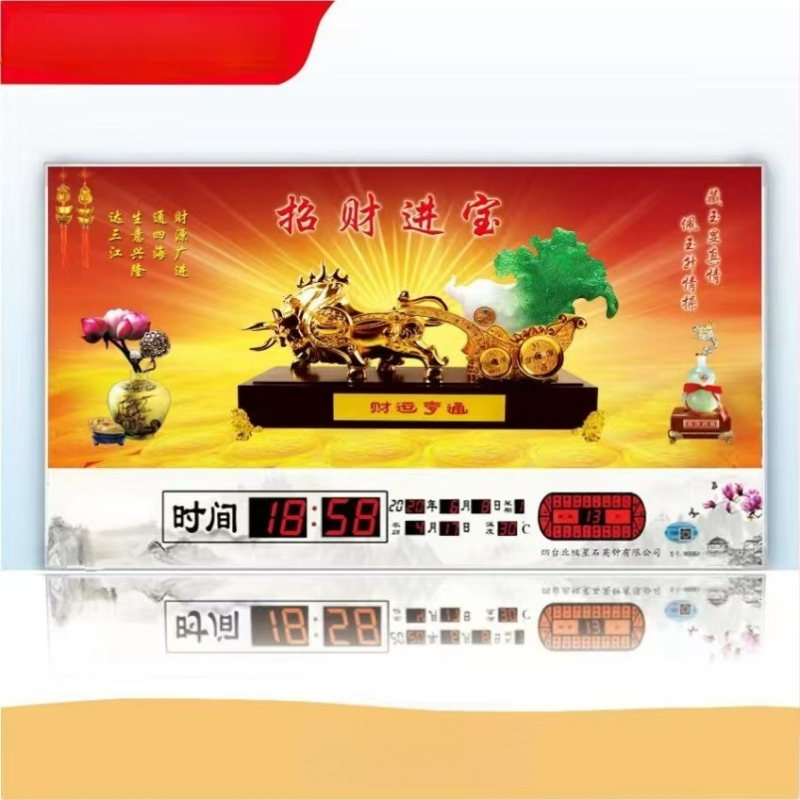 Ρολόι τοίχου με διαρκές ημερολόγιο και LED οθόνη – ηλεκτρονικό, εξωτερική τροφοδοσία, ορθογώνιο μεταλλικό περίβλημα με tempered glass