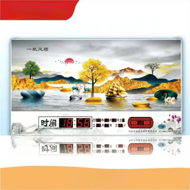 Ρολόι τοίχου με διαρκές ημερολόγιο και LED οθόνη – ηλεκτρονικό, εξωτερική τροφοδοσία, ορθογώνιο μεταλλικό περίβλημα με tempered glass