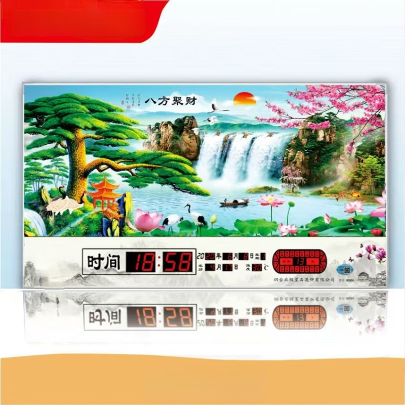 Ρολόι τοίχου με διαρκές ημερολόγιο και LED οθόνη – ηλεκτρονικό, εξωτερική τροφοδοσία, ορθογώνιο μεταλλικό περίβλημα με tempered glass