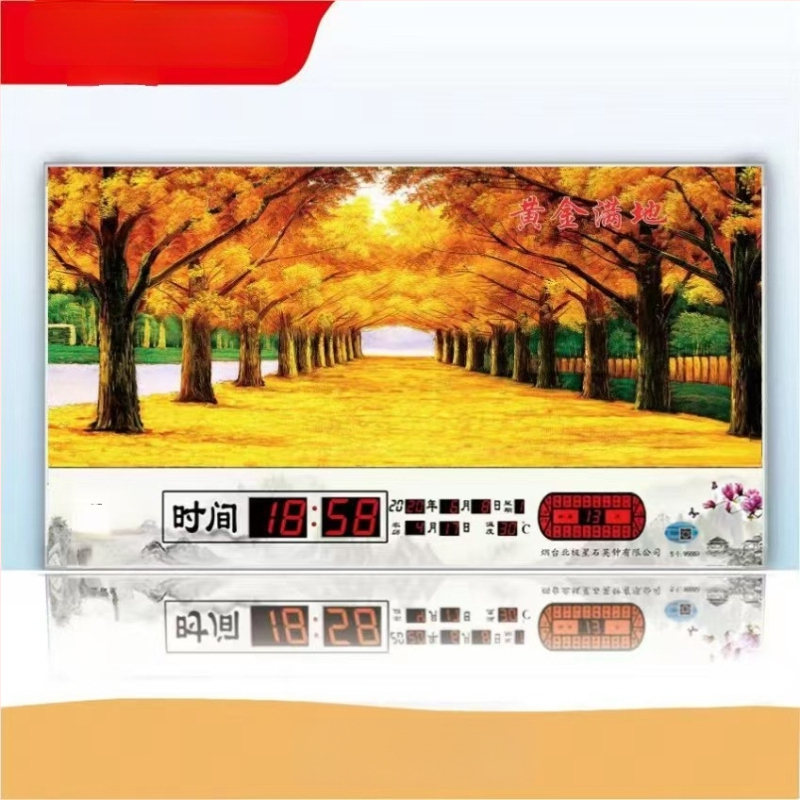 Ρολόι τοίχου με διαρκές ημερολόγιο και LED οθόνη – ηλεκτρονικό, εξωτερική τροφοδοσία, ορθογώνιο μεταλλικό περίβλημα με tempered glass