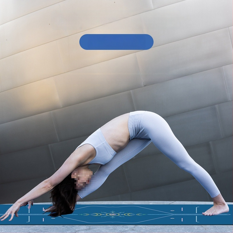 Йога мат PU естествен каучук, противохлъзгаща повърхност, цветен принт, за начинаещи, домашна фитнес тренировка