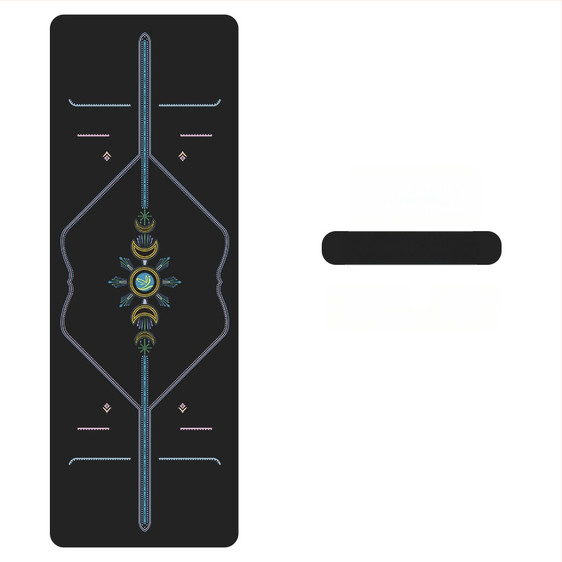 Йога мат PU естествен каучук, противохлъзгаща повърхност, цветен принт, за начинаещи, домашна фитнес тренировка