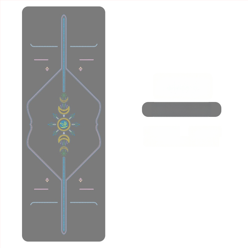 Йога мат PU естествен каучук, противохлъзгаща повърхност, цветен принт, за начинаещи, домашна фитнес тренировка