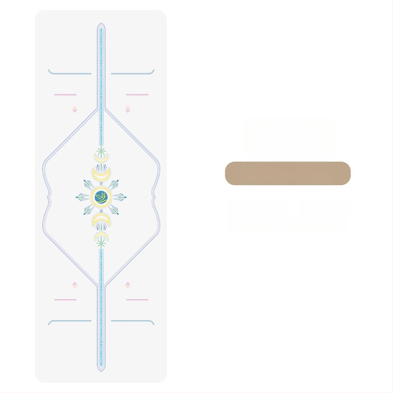 Йога мат PU естествен каучук, противохлъзгаща повърхност, цветен принт, за начинаещи, домашна фитнес тренировка