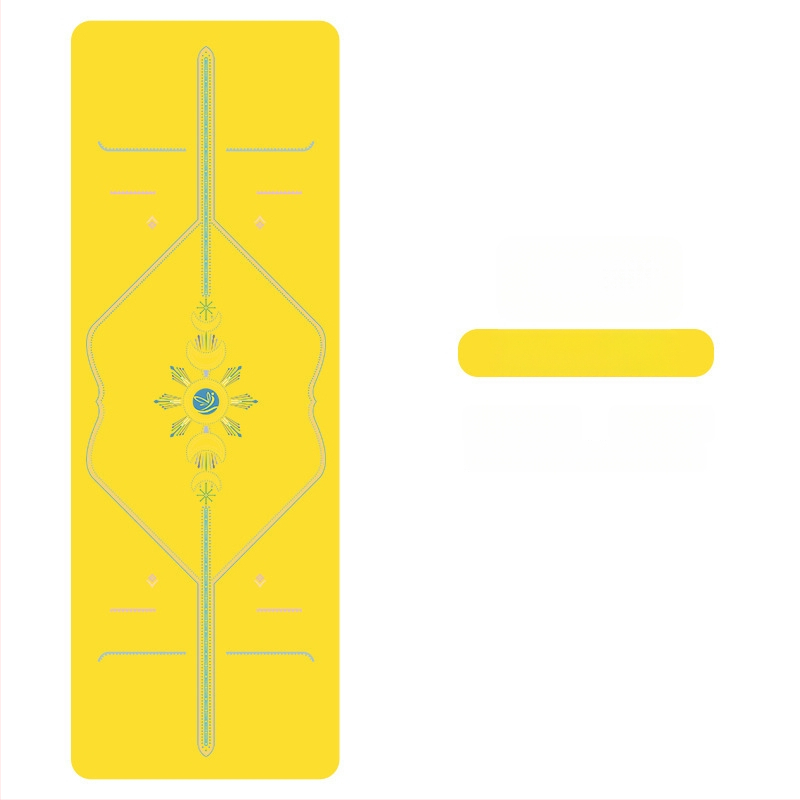 Йога мат PU естествен каучук, противохлъзгаща повърхност, цветен принт, за начинаещи, домашна фитнес тренировка