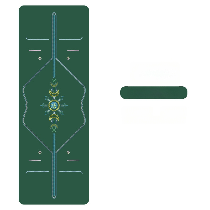 Йога мат PU естествен каучук, противохлъзгаща повърхност, цветен принт, за начинаещи, домашна фитнес тренировка