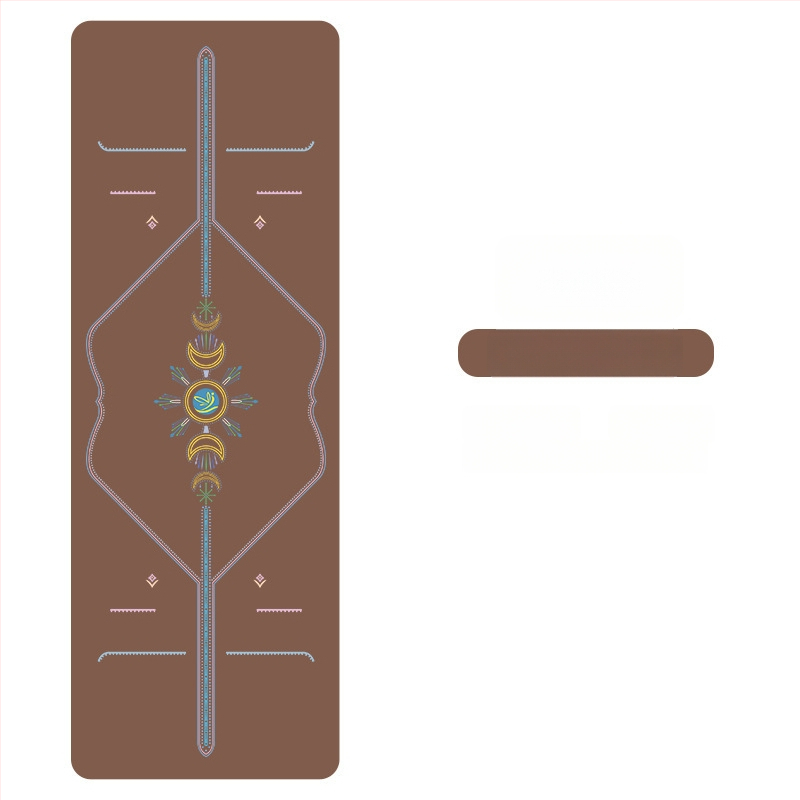 Йога мат PU естествен каучук, противохлъзгаща повърхност, цветен принт, за начинаещи, домашна фитнес тренировка