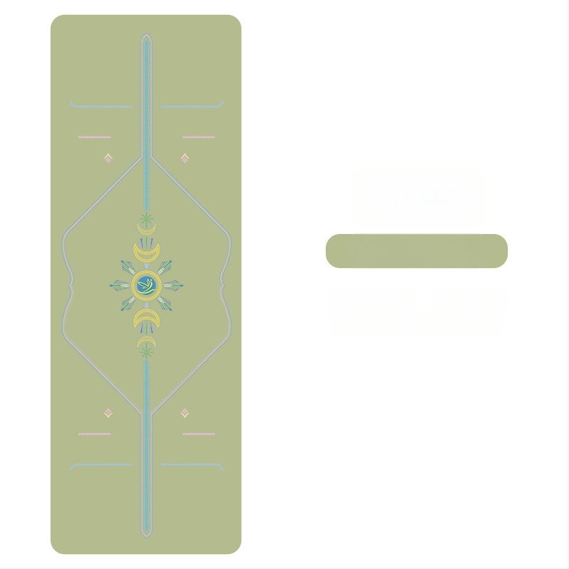 Йога мат PU естествен каучук, противохлъзгаща повърхност, цветен принт, за начинаещи, домашна фитнес тренировка