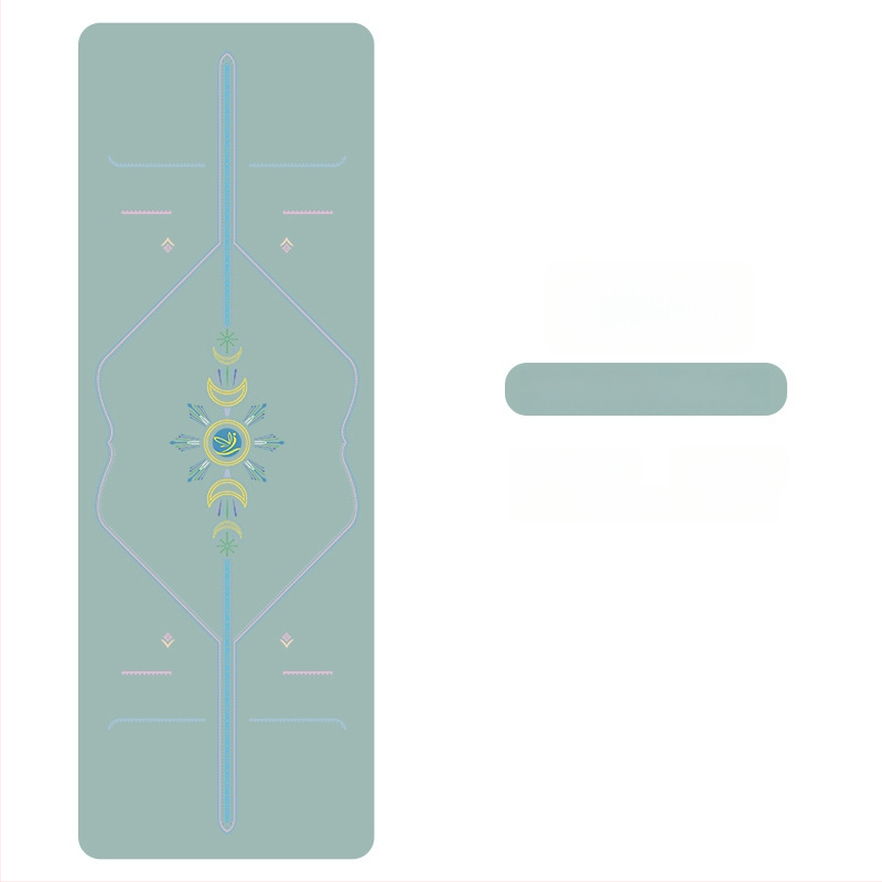 Йога мат PU естествен каучук, противохлъзгаща повърхност, цветен принт, за начинаещи, домашна фитнес тренировка