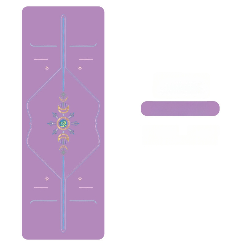 Йога мат PU естествен каучук, противохлъзгаща повърхност, цветен принт, за начинаещи, домашна фитнес тренировка