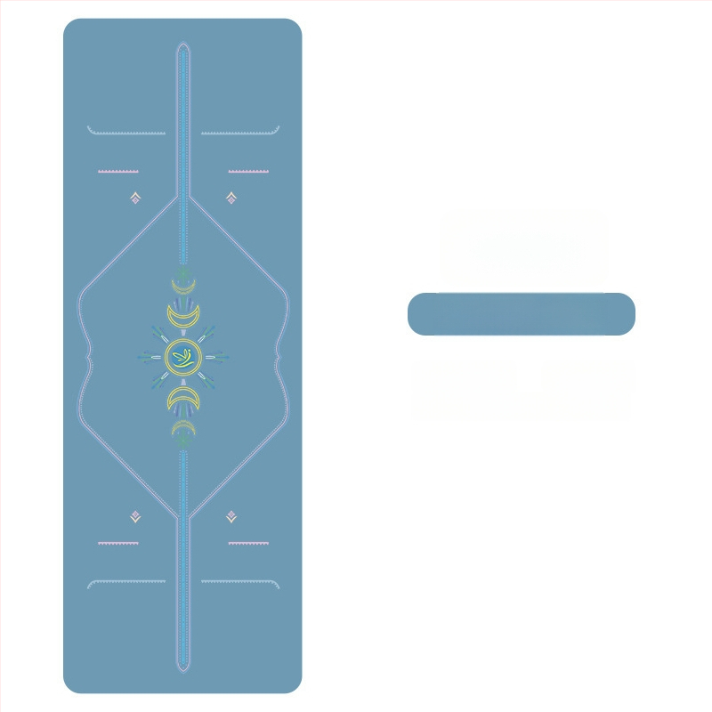 Йога мат PU естествен каучук, противохлъзгаща повърхност, цветен принт, за начинаещи, домашна фитнес тренировка