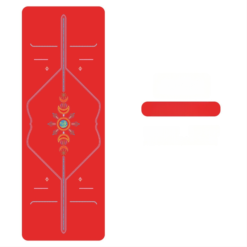 Йога мат PU естествен каучук, противохлъзгаща повърхност, цветен принт, за начинаещи, домашна фитнес тренировка