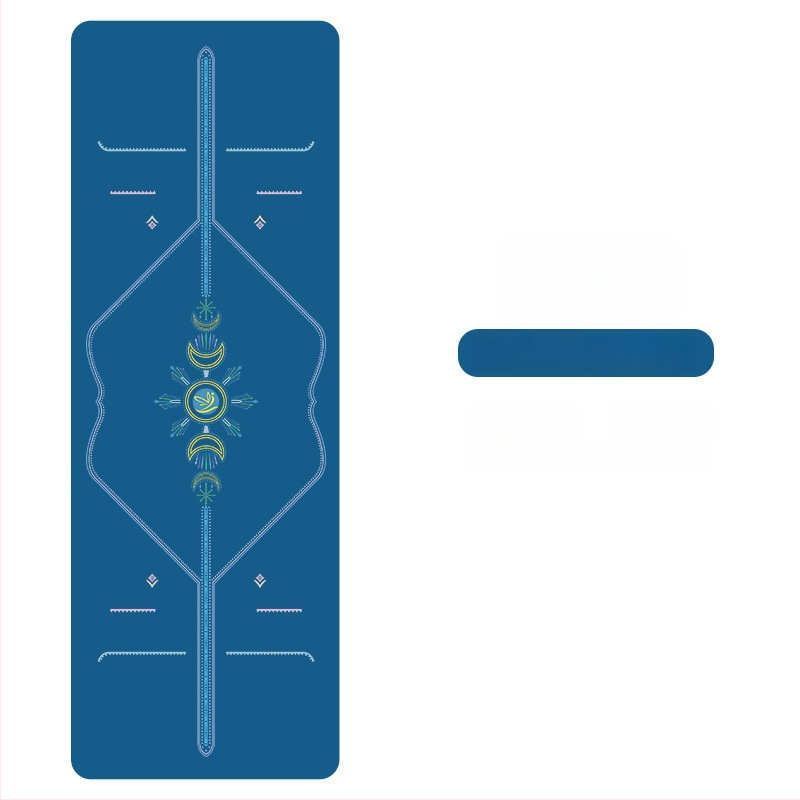 Йога мат PU естествен каучук, противохлъзгаща повърхност, цветен принт, за начинаещи, домашна фитнес тренировка
