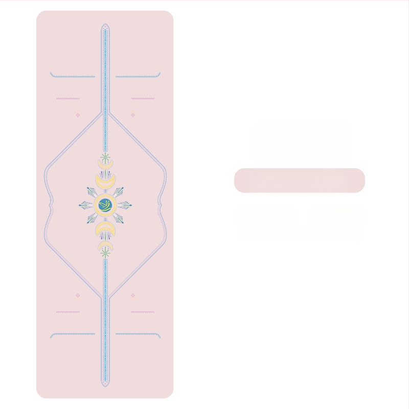 Йога мат PU естествен каучук, противохлъзгаща повърхност, цветен принт, за начинаещи, домашна фитнес тренировка