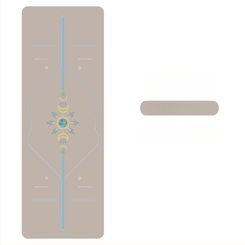 Йога мат PU естествен каучук, противохлъзгаща повърхност, цветен принт, за начинаещи, домашна фитнес тренировка