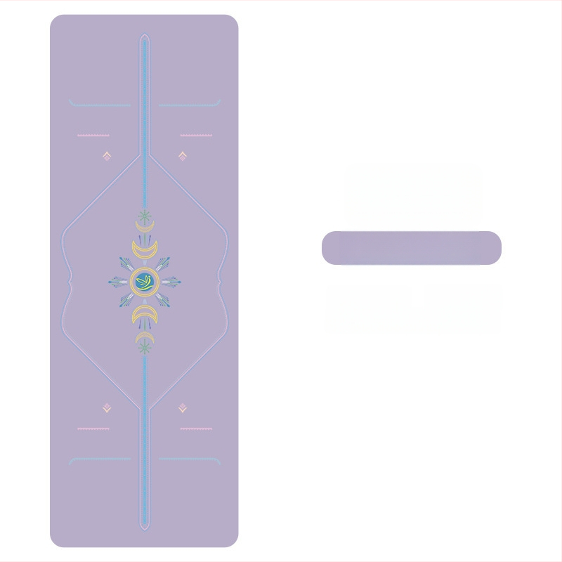 Йога мат PU естествен каучук, противохлъзгаща повърхност, цветен принт, за начинаещи, домашна фитнес тренировка