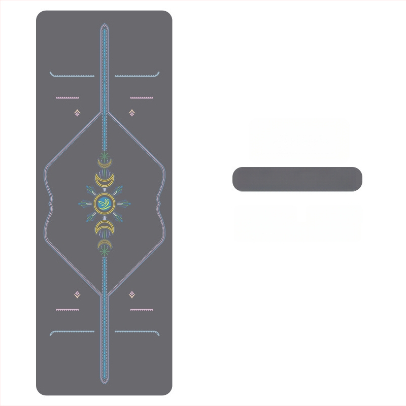 Йога мат PU естествен каучук, противохлъзгаща повърхност, цветен принт, за начинаещи, домашна фитнес тренировка