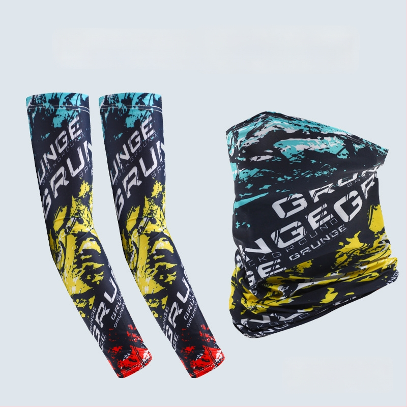 Nyári napvédő ujjvédő készlet maszk és karvédőkkel kerékpározáshoz és horgászathoz, légáteresztő, gyorsan száradó poliészter, kamuflázs, tavasz 2025