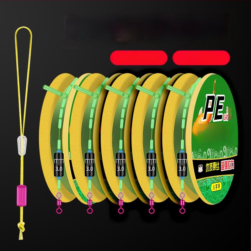 Nailoninių žvejybos linijų rinkinys su sustiprinta pagrindine linija, 8 formos žiedas, klipsas apatinei linijai, 7,2 m ilgis, tinkamas upėms ir ežerams