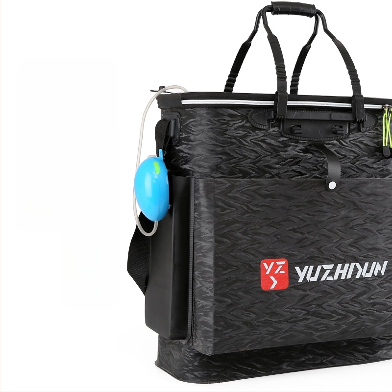 Платнена раница-кофа за живи риби, сгъваема и водоустойчива, с презрамки; мултифункционална кутия за риболов за примамки, въдица и вода/риби